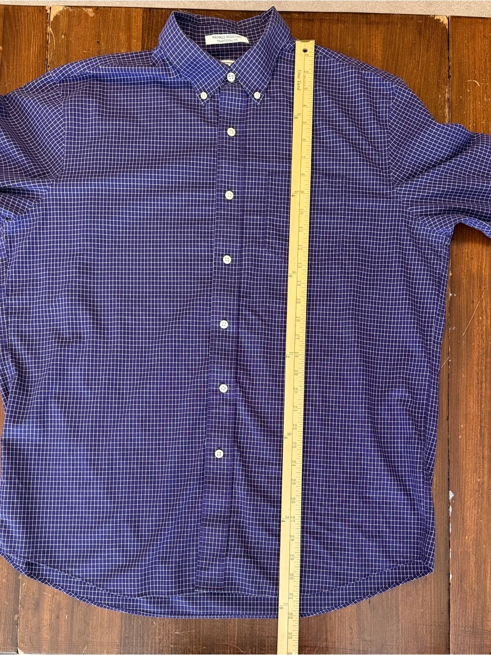 L.L Bean Mens Lg Wrinkle Resistance Long Sleeve Purple Gingham Button Down Shirt - Picture 5 of 11